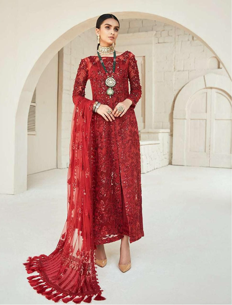 UNSTITCHED 3 PIECE EMBRIODERED SUIT