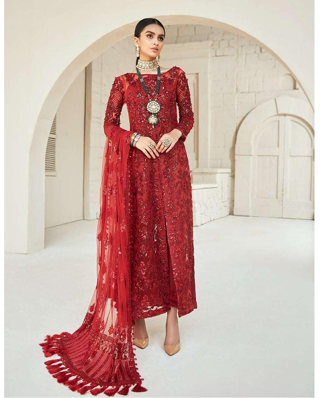 UNSTITCHED 3 PIECE EMBRIODERED SUIT