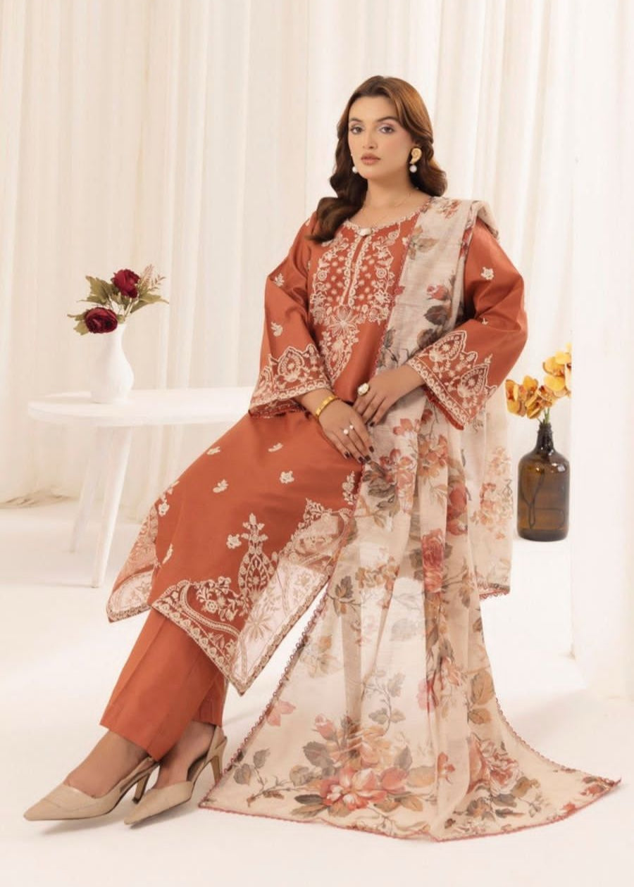 UNUNSTICHED 3 PCS EMBRIODERED DRESS
