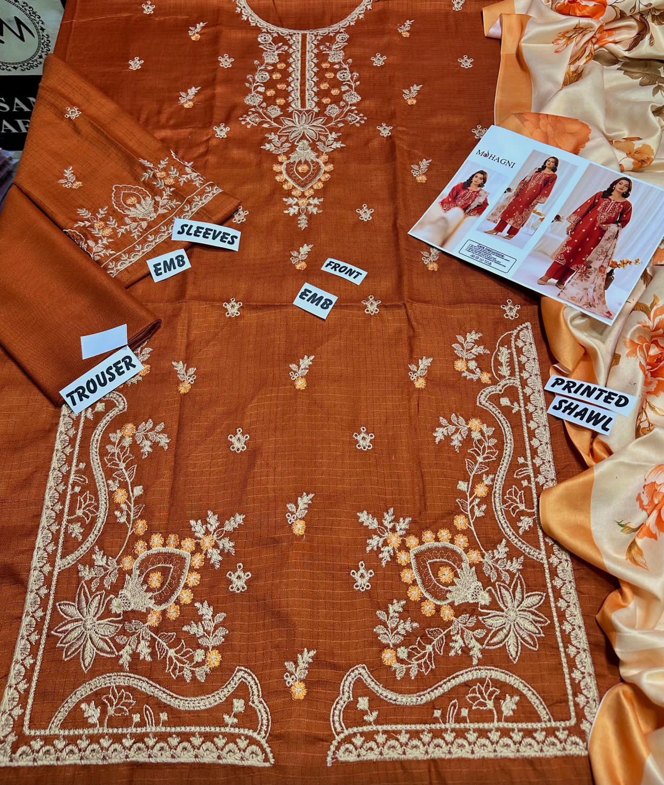 UNUNSTICHED 3 PCS EMBRIODERED DRESS