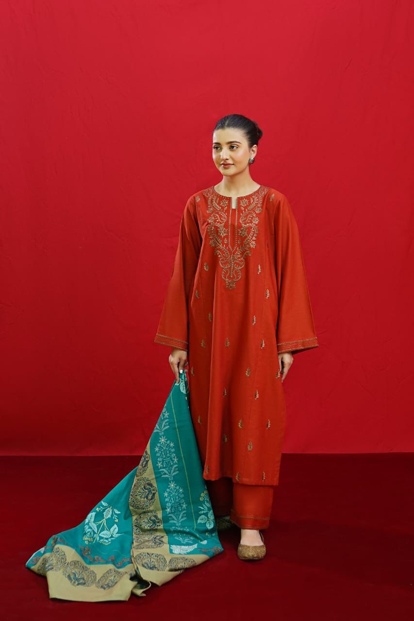 UNUNSTICHED 3 PCS EMBRIODERED DRESS