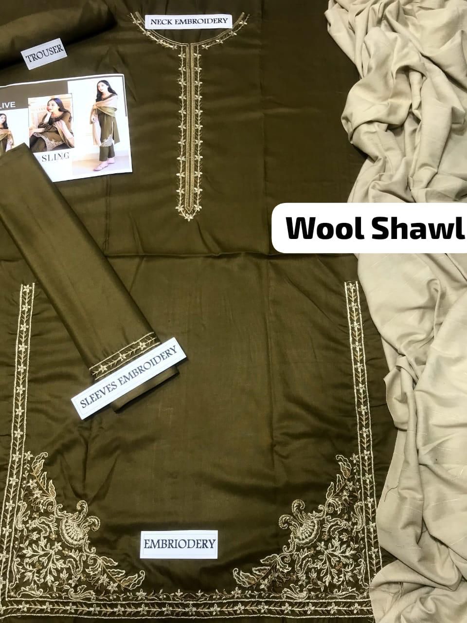 3 PCS UNSTITCHED EMBRIODERED DRESS