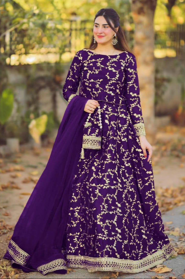 4 Pcs Women's Stitched Embroidered Lehenga Choli