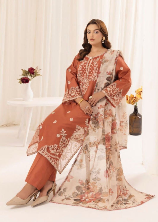 UNUNSTICHED 3 PCS EMBRIODERED DRESS