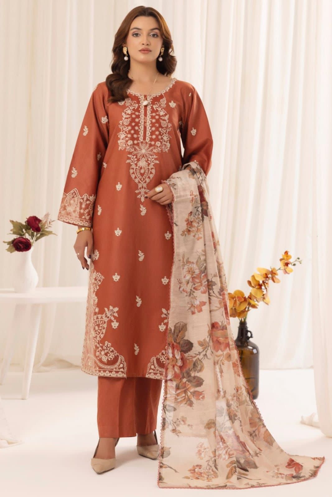 UNUNSTICHED 3 PCS EMBRIODERED DRESS