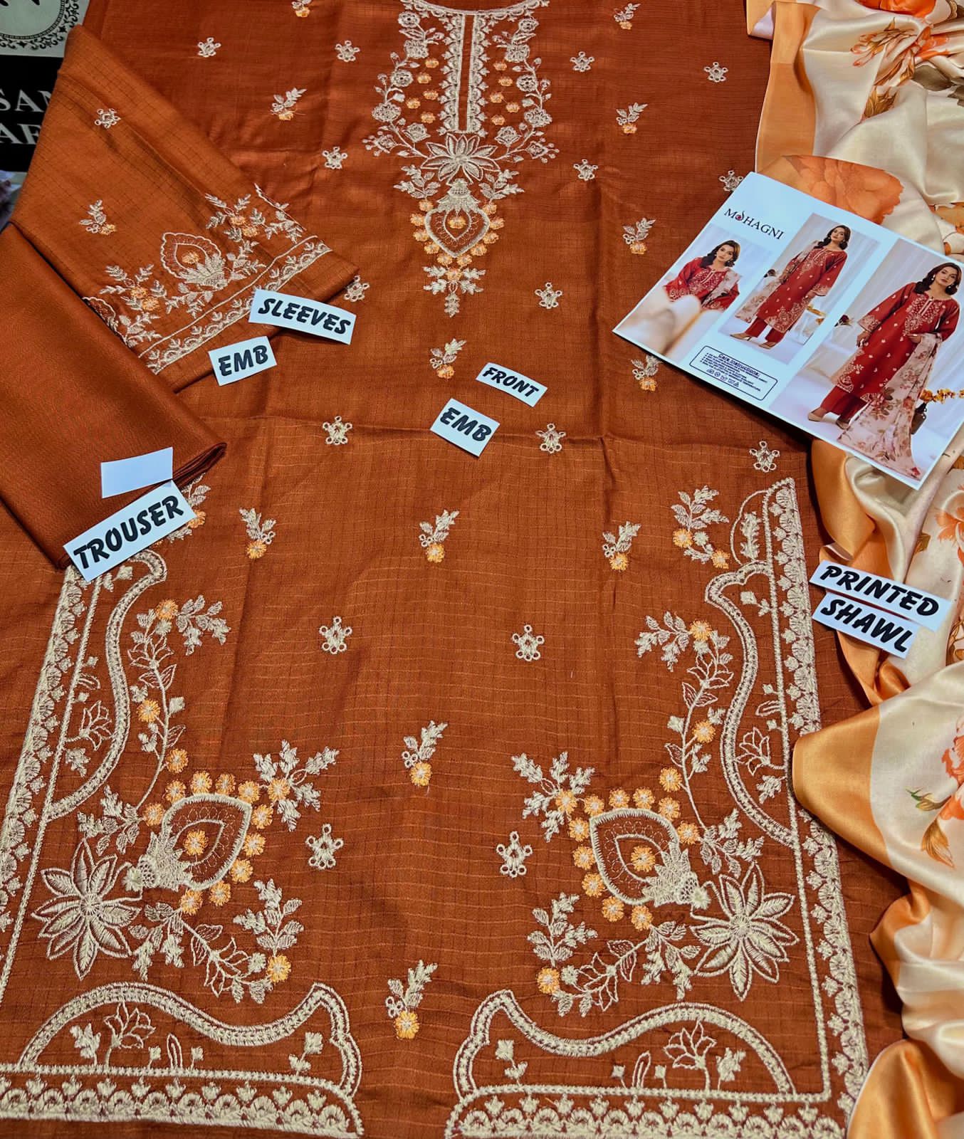 UNUNSTICHED 3 PCS EMBRIODERED DRESS