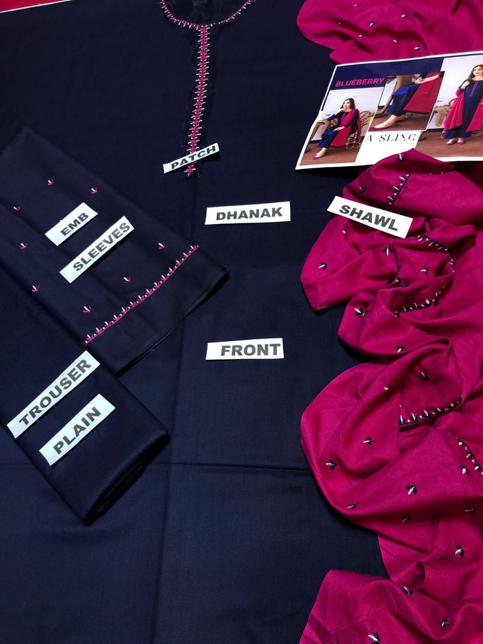 3 PCS UNSTITCHED EMBRIODERED DRESS