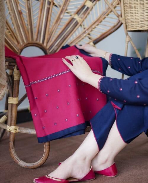 3 PCS UNSTITCHED EMBRIODERED DRESS