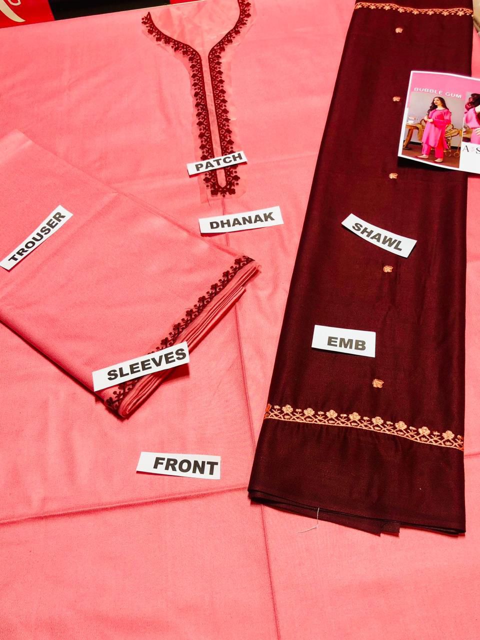 3 PCS UNSTITCHED EMBRIODERED DRESS