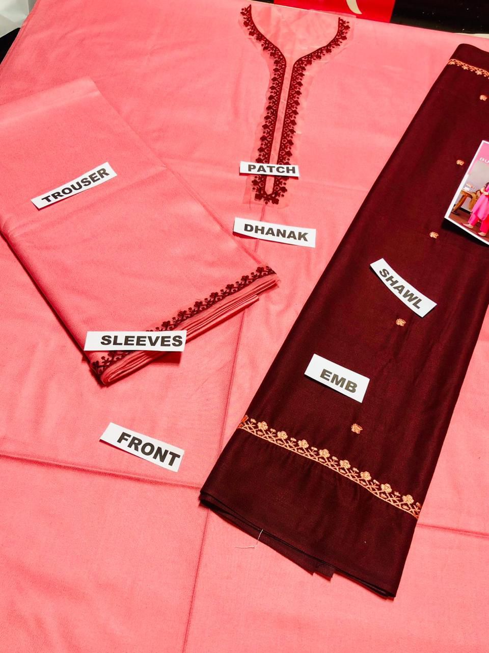 3 PCS UNSTITCHED EMBRIODERED DRESS