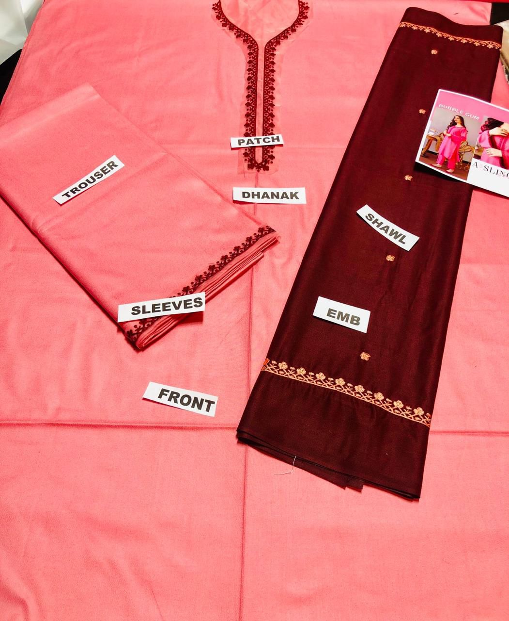 3 PCS UNSTITCHED EMBRIODERED DRESS