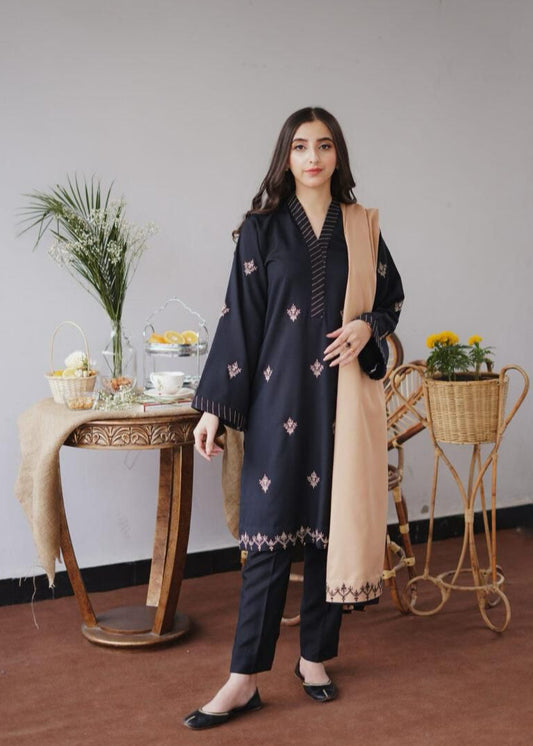 3 PCS UNSTITCHED EMBRIODERED DRESS