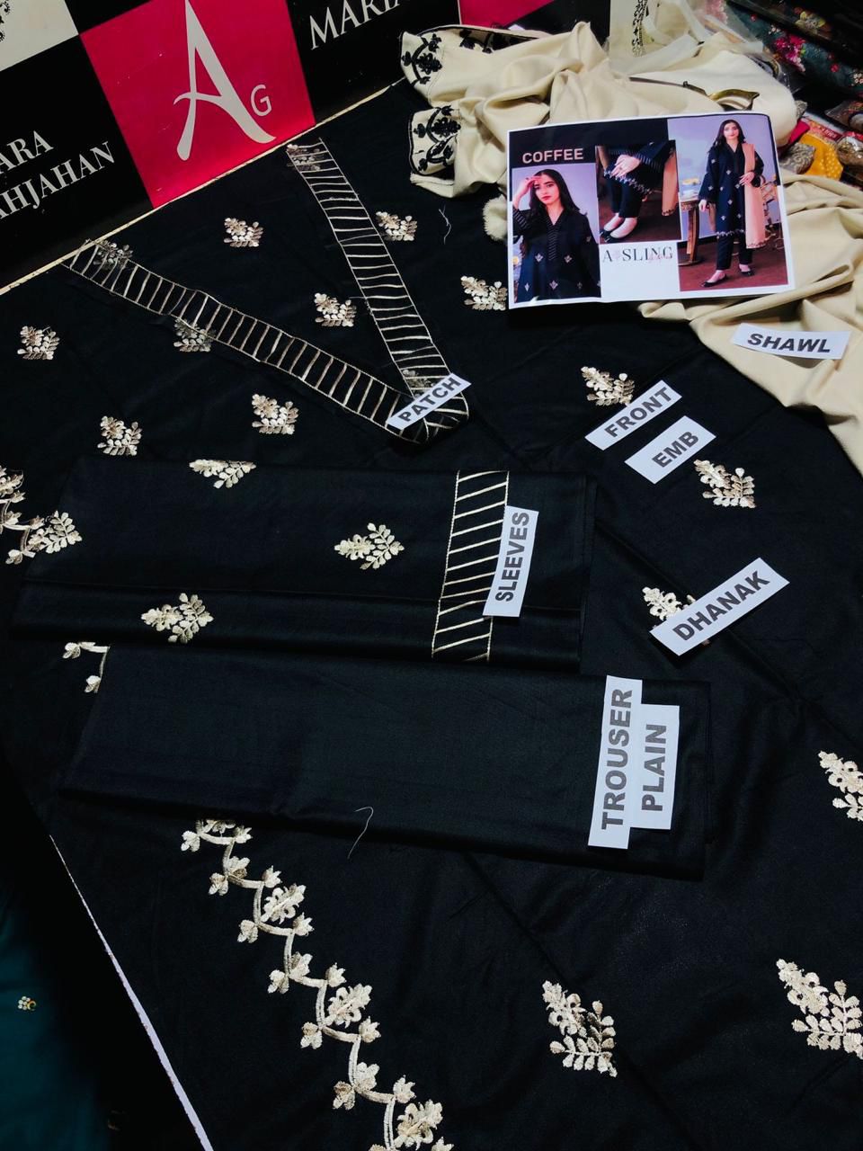 3 PCS UNSTITCHED EMBRIODERED DRESS