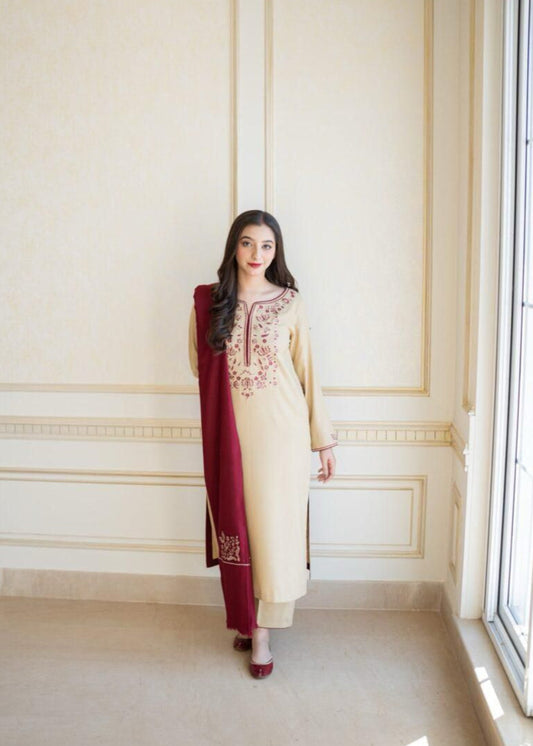 UNUNSTICHED 3 PCS EMBRIODERED DRESS