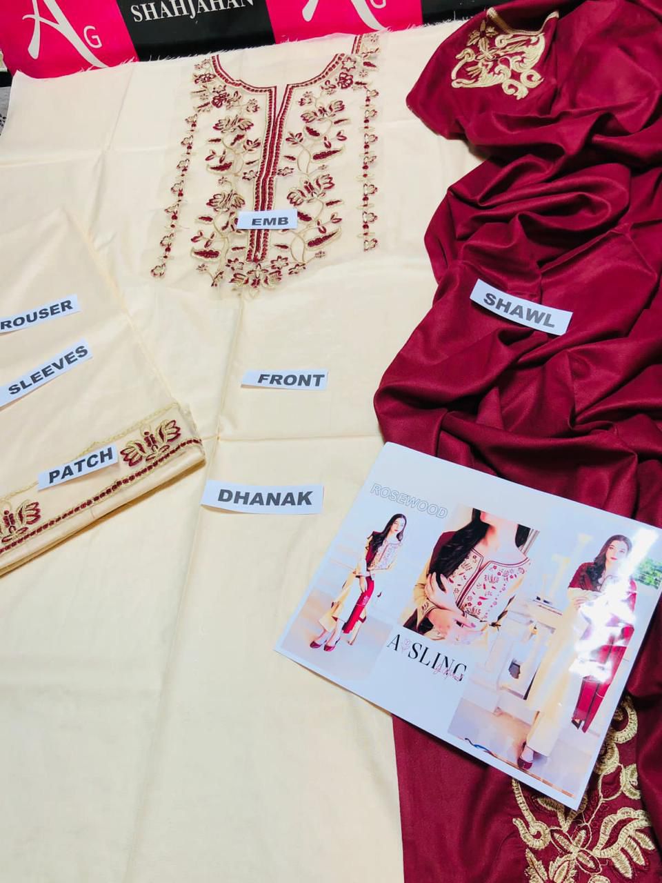 UNUNSTICHED 3 PCS EMBRIODERED DRESS